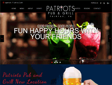 Tablet Screenshot of patriotspubandgrill.com